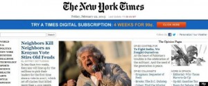 Beppe Grillo sulla prima pagina del New York Times di oggi. Alla vigilia del voto, il mondo ci guarda
